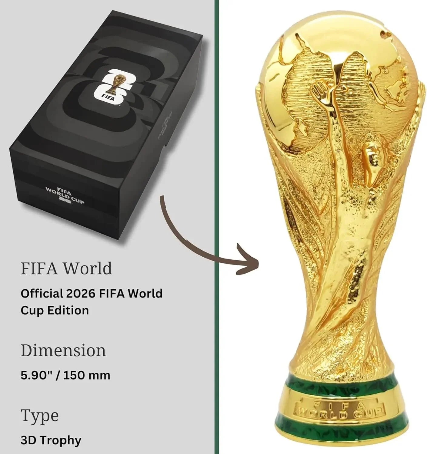 FIFA World Cup 2026 3D Trophy Replica 6Inch