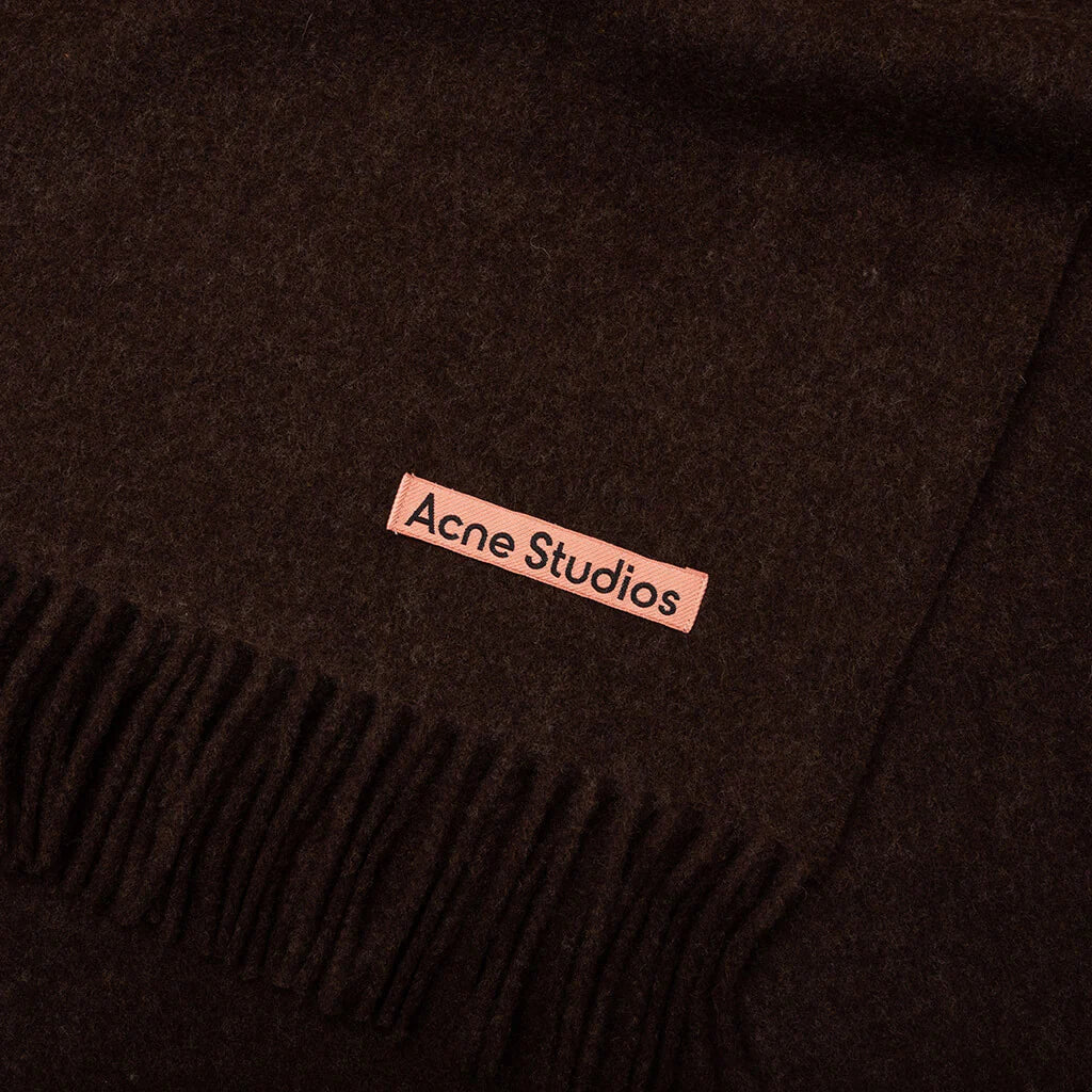 Fringe Wool Scarf Brown Melange