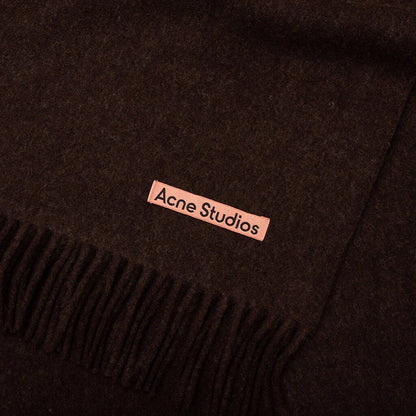 Fringe Wool Scarf Brown Melange