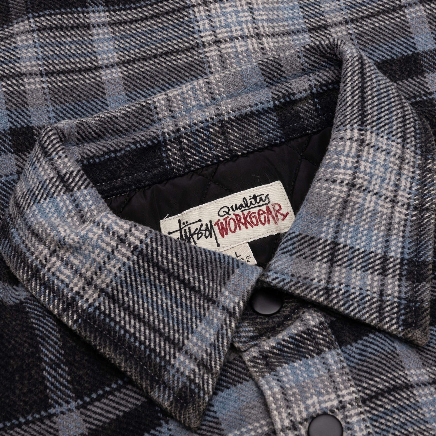 Heavy Washed Plaid Shirt Blue