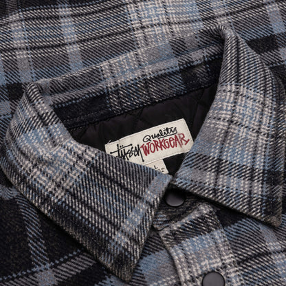 Heavy Washed Plaid Shirt Blue