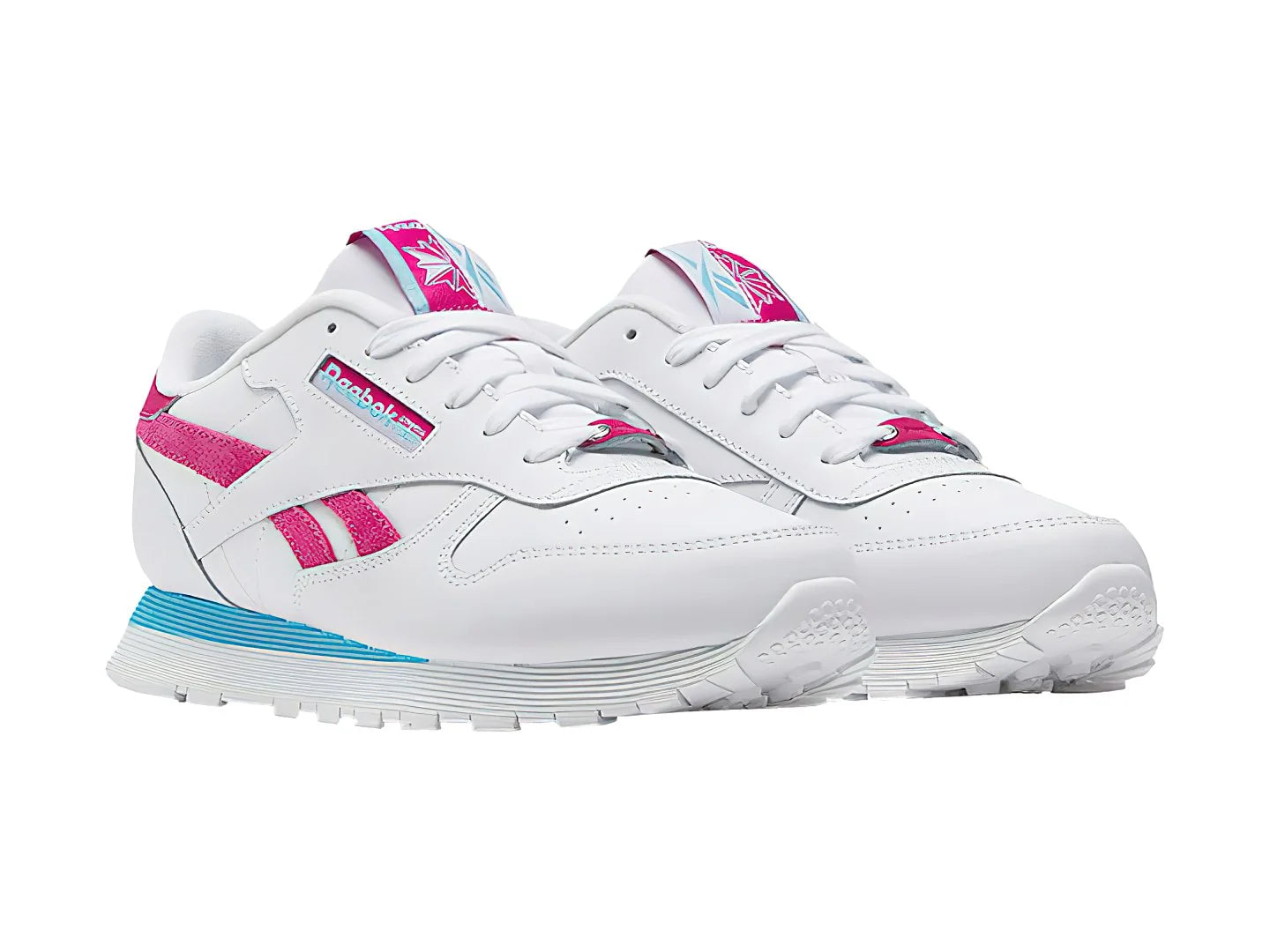 Tenis Reebok Classic Leather Blanco Rosa y Azul para Niña