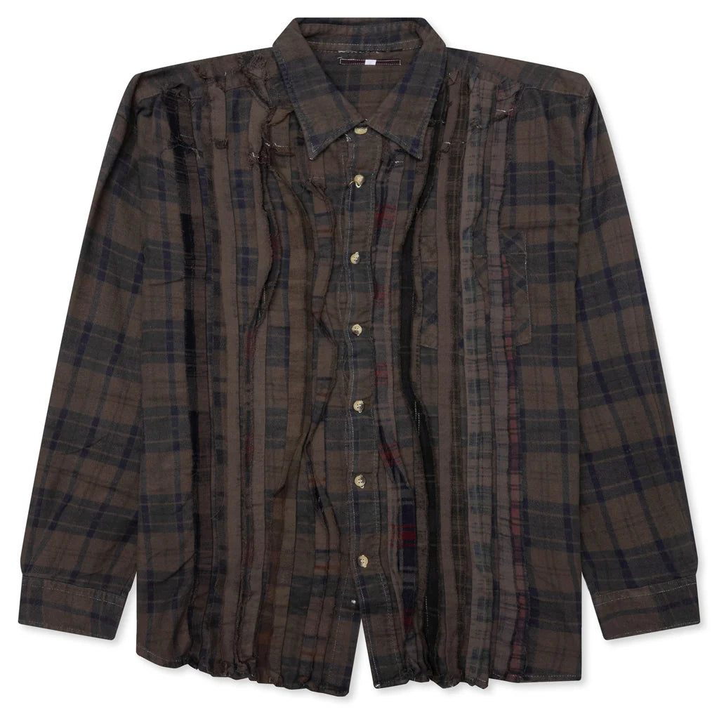 Over Dyed Ribbon Shirt Brown