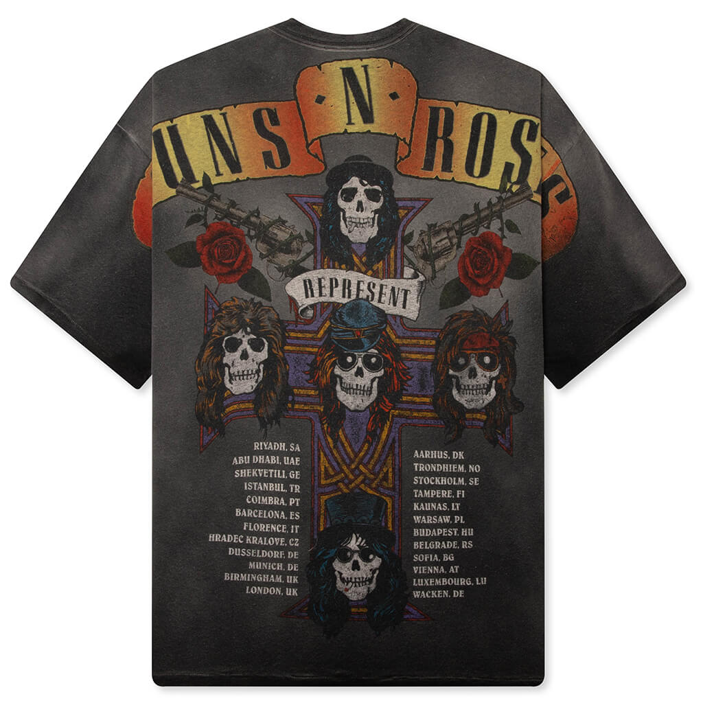 Represent x Guns N Roses Tour T Shirt Stained Black