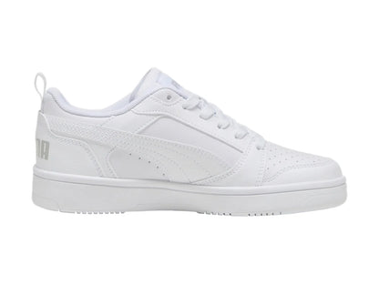 Tenis PUMA Rebound V6 Lo Blancos y Grises para Niño