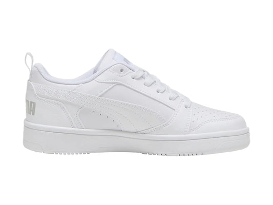 Tenis PUMA Rebound V6 Lo Blancos y Grises para Niño