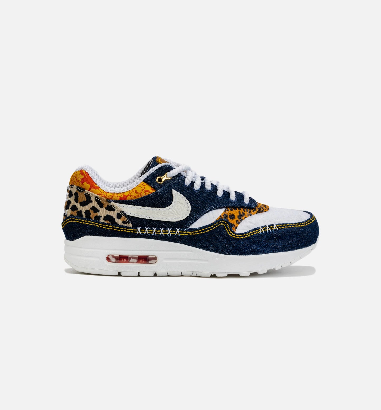 Air Max 1 Premium Denim Leopard Mens Lifestyle Shoe Blue Brown