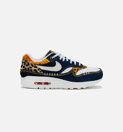 Air Max 1 Premium Denim Leopard Mens Lifestyle Shoe Blue Brown