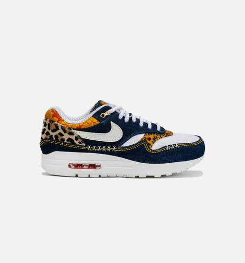 Air Max 1 Premium Denim Leopard Mens Lifestyle Shoe Blue Brown