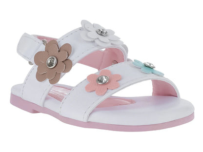 Sandalias Divitas Blancas con Flores para Niña
