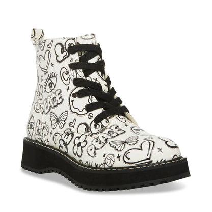 Botines Combat Steve Madden Blanco Multicolor para Niña