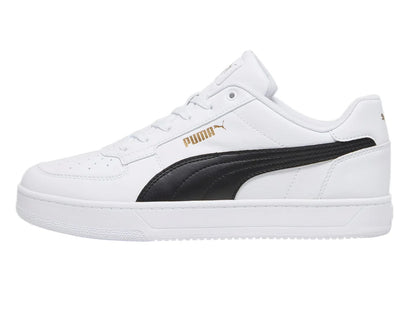 Tenis PUMA Caven 20 Blanco con Negro y Dorado para Hombre