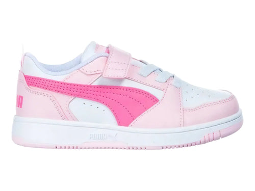 Tenis PUMA Rebound V6 Lo ACPS Blanco y Rosa para Niña