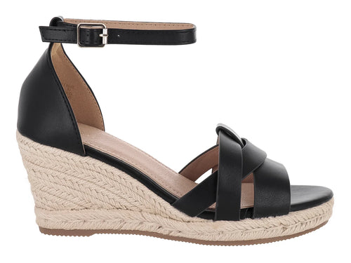Sandalias Roze de Cuña Color Negro para Mujer