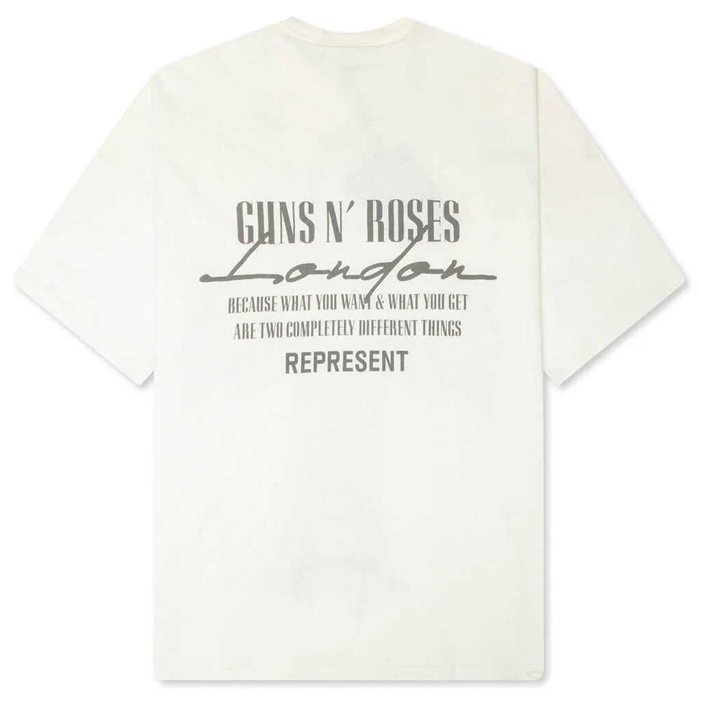 Represent x Guns N Roses Cross T Shirt Washed Ecru