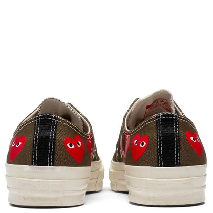Converse x Comme Des Garcons PLAY All Star Chuck 70 Ox Multi Heart Khaki