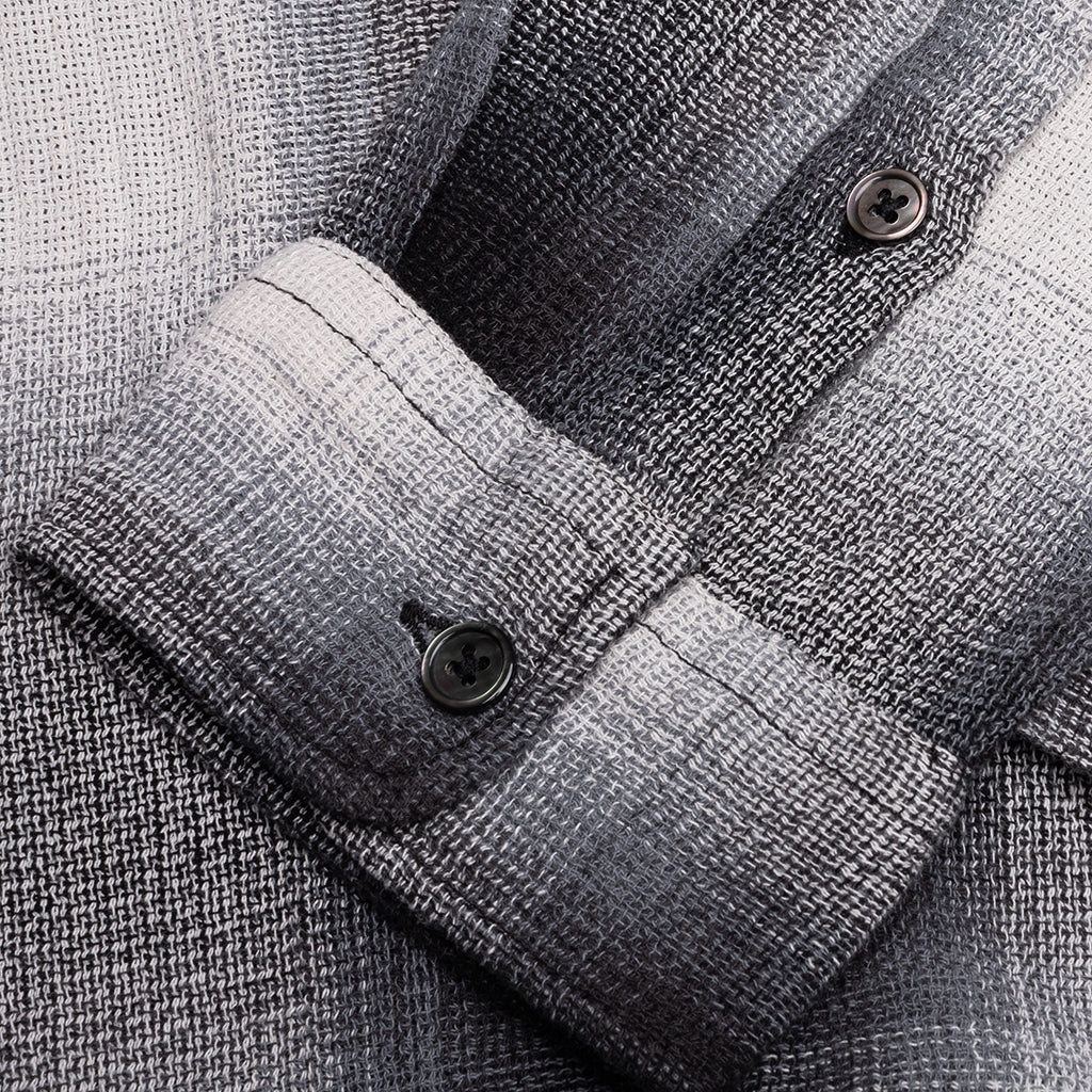 Loose Weave Plaid Shirt Grey