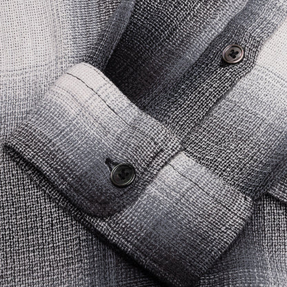 Loose Weave Plaid Shirt Grey