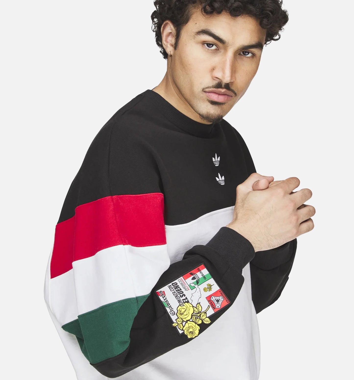 Chavarria Fleece Crewneck Mens Sweatshirt Black White
