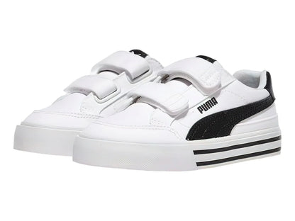 Tenis PUMA Court Classic Vulc Blanco y Negro para Niño