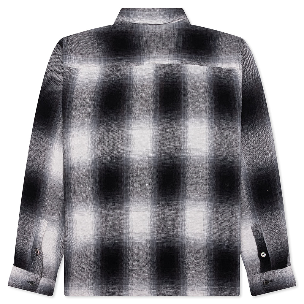 Loose Weave Plaid Shirt Grey
