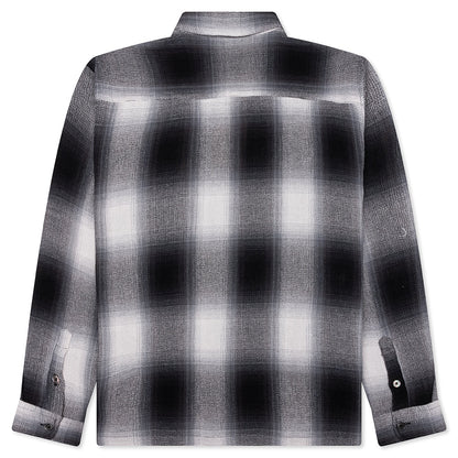 Loose Weave Plaid Shirt Grey