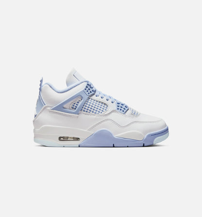 Air Jordan 4 Retro Aluminum Womens Lifestyle Shoe White Aluminum Blue Tint Oil Green