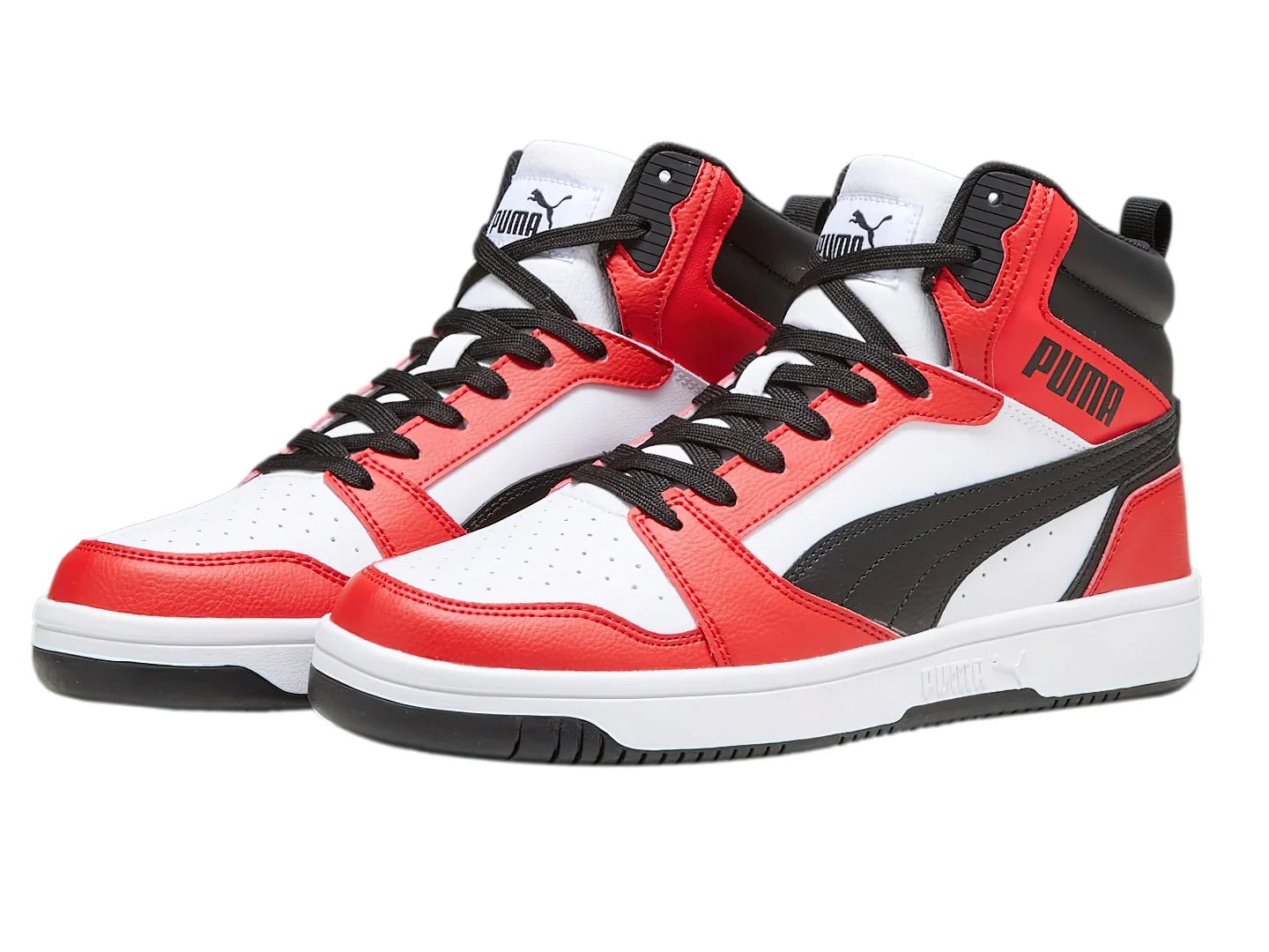 Tenis PUMA Rebound V6 Blanco Negro Rojo para Hombre