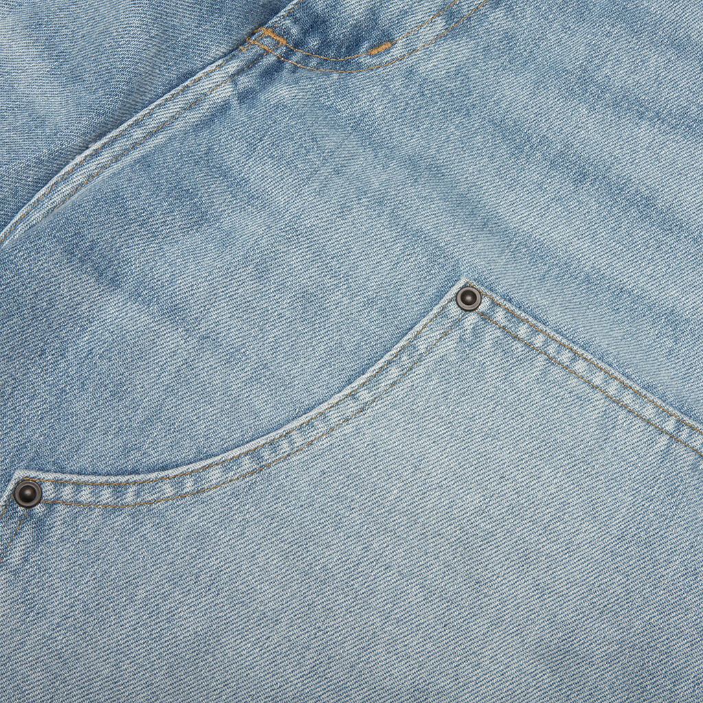 OG Double Knee Short Blue Heavy Worn Bleached