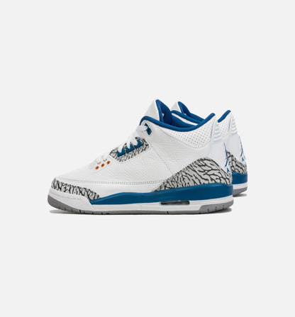 Air Jordan 3 Retro Wizards True Blue Grade School Lifestyle Shoe White Blue