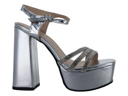 Zapatillas de Tacón Plata Roze para Mujer