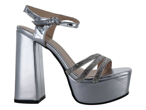 Zapatillas de Tacón Plata Roze para Mujer