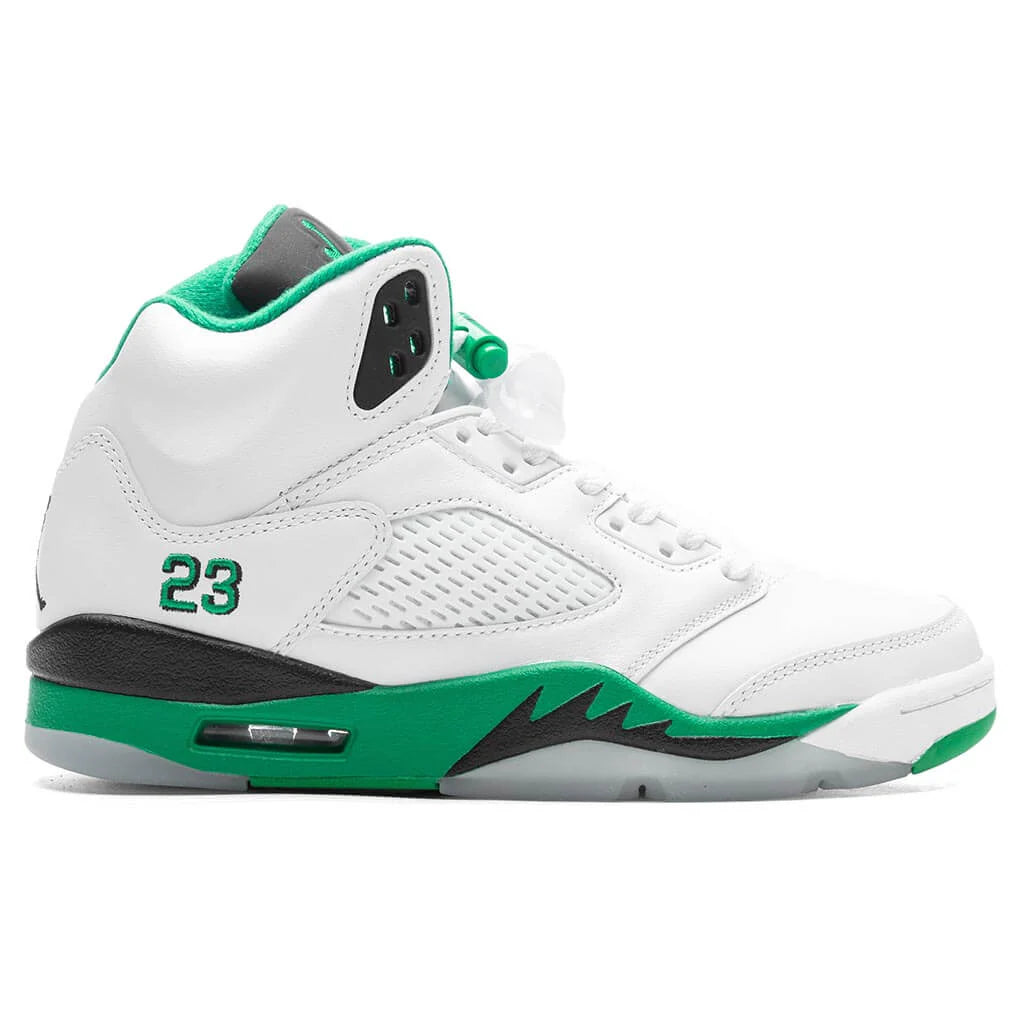 Womens Air Jordan 5 Retro White Lucky Green Ice Blue