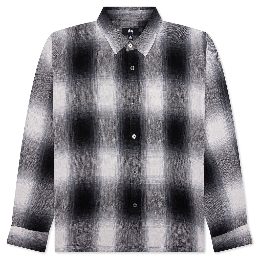 Loose Weave Plaid Shirt Grey