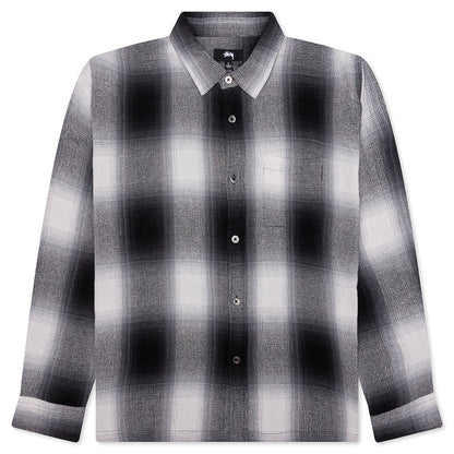 Loose Weave Plaid Shirt Grey
