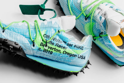 Nike x Off White Womens Waffle Racer Vivid Sky Electric Green Black