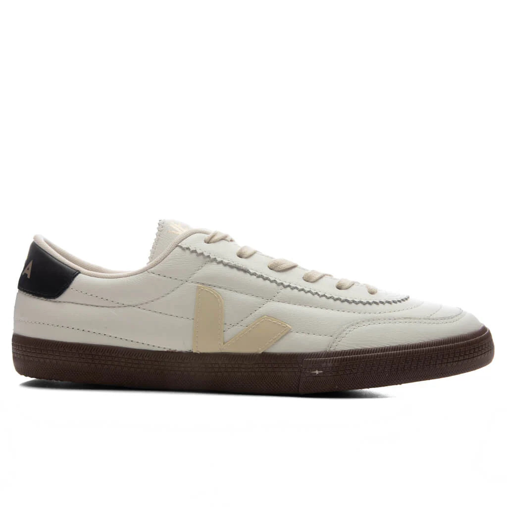 Womens Panenka Leather White Black Bark