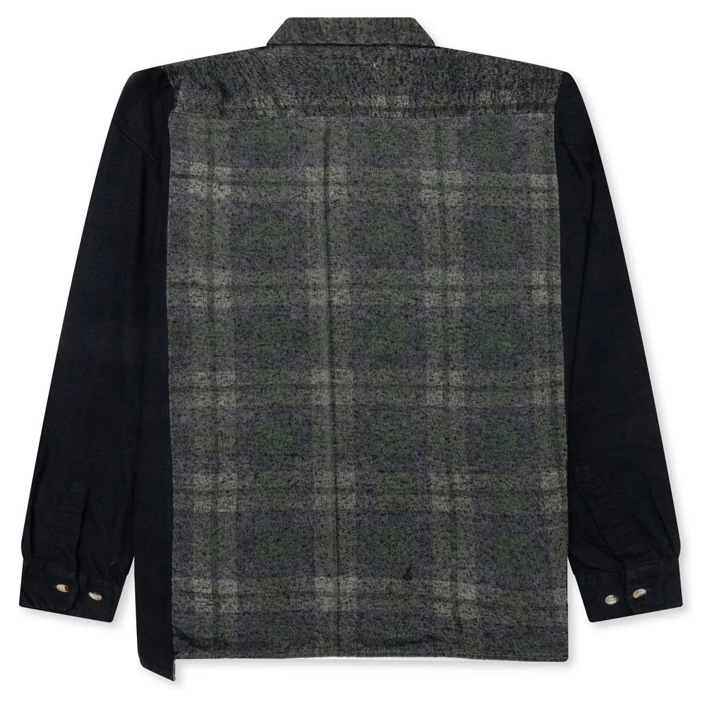 Over Dyed Ribbon Wide Shirt Black