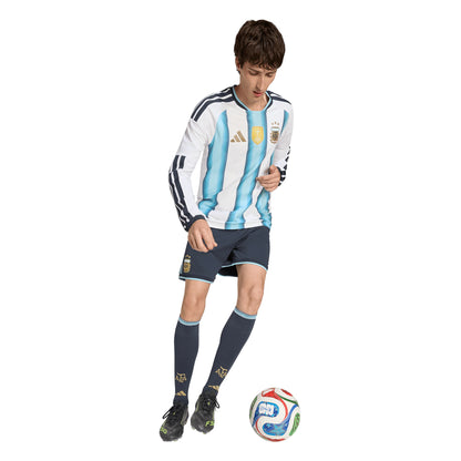 adidas Argentina Home Authentic Long Sleeve Mens Soccer Jersey 26 White Blue