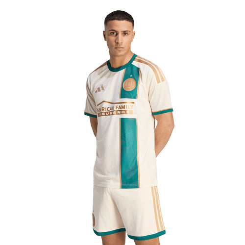 adidas Atlanta United Away Authentic Mens Soccer Jersey 26 27 Beige
