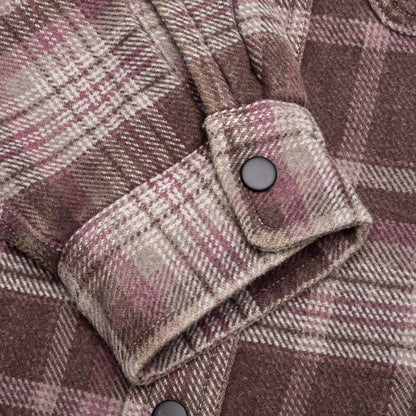 Heavy Washed Plaid Shirt Brown