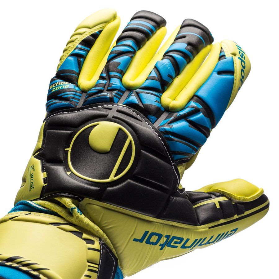Uhlsport Eliminator Absolutgrip FS Goalkeeper Gloves Yellow Black Blue