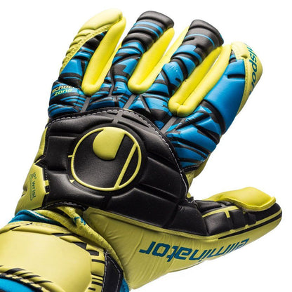 Uhlsport Eliminator Absolutgrip FS Goalkeeper Gloves Yellow Black Blue