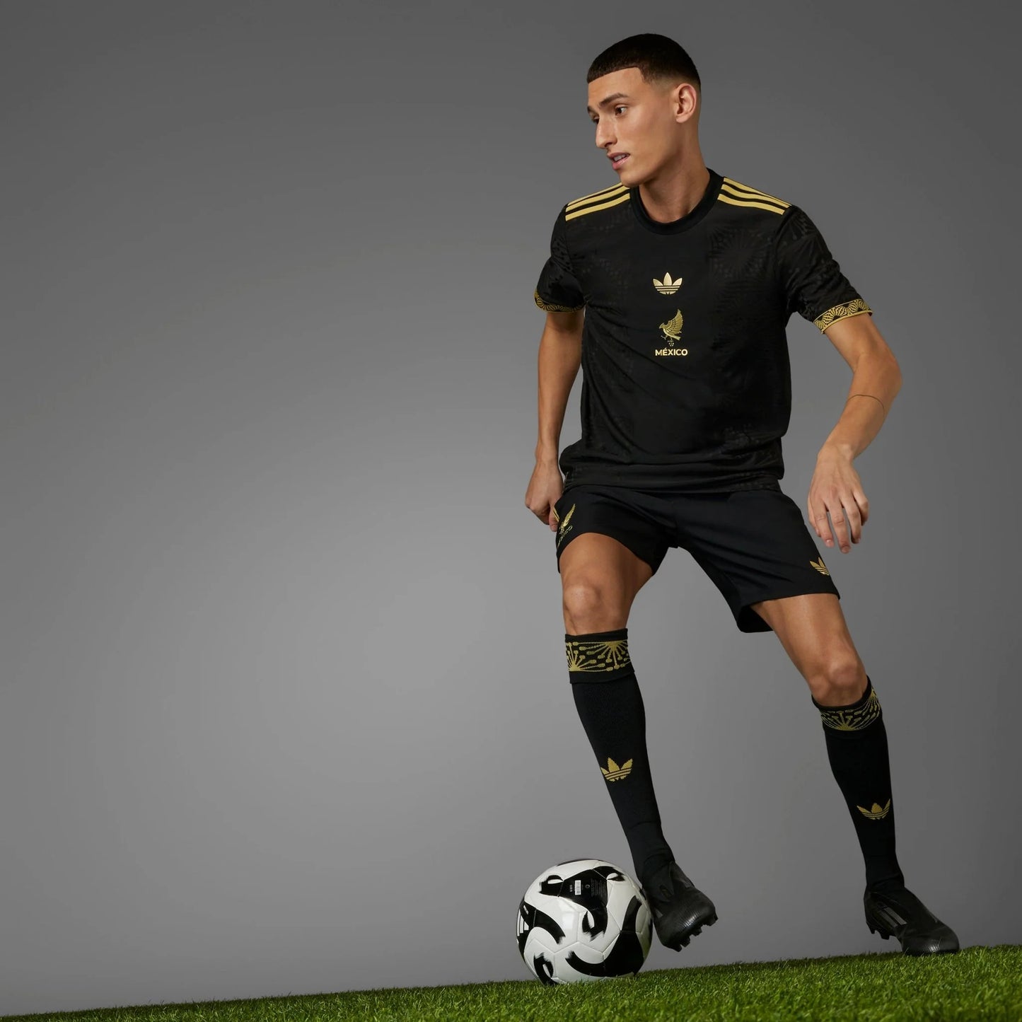 adidas Mens Mexico Gold Jersey 25 Black