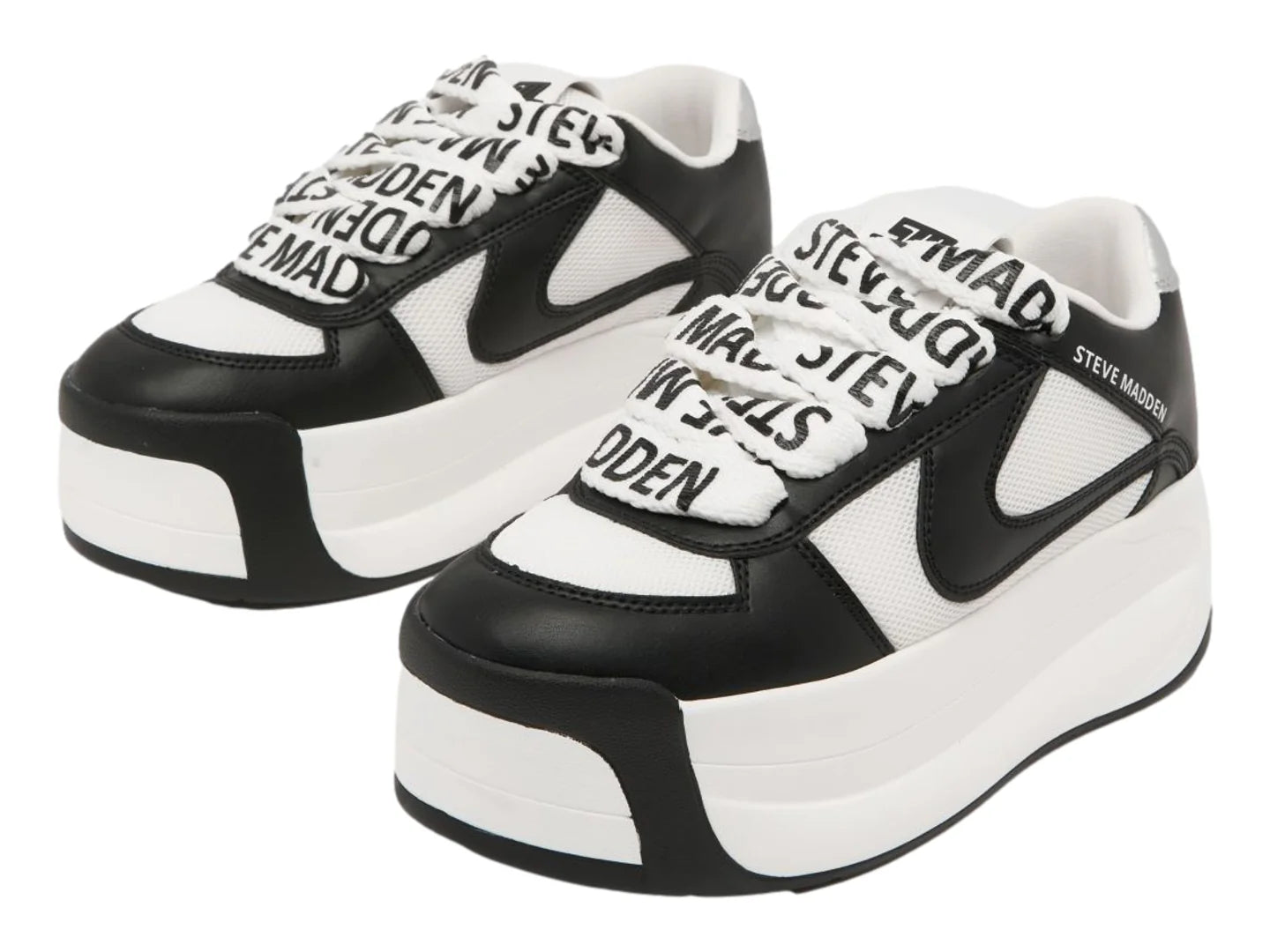 Tenis Steve Madden Charge Up Blanco y Negro para Mujer