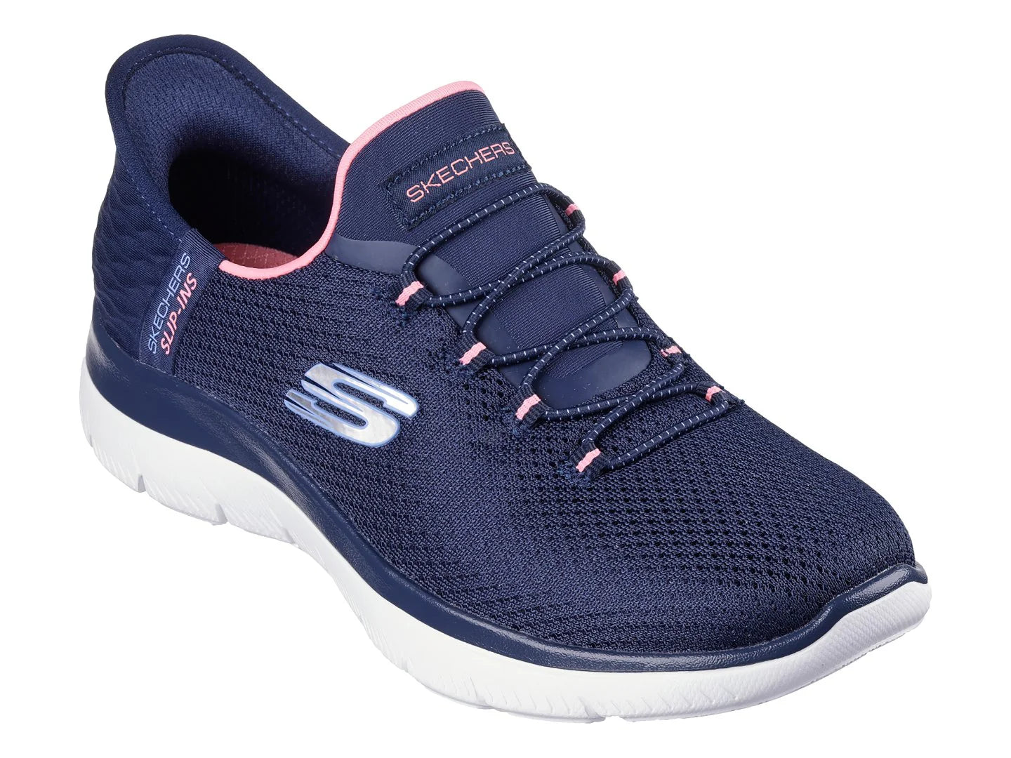 Tenis Skechers Summits Azul Marino y Rosa para Mujer