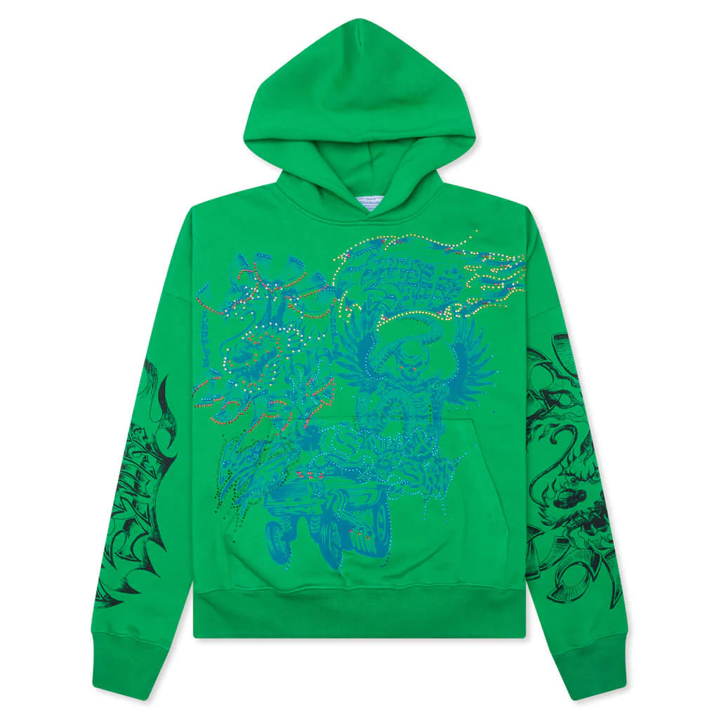 Flames N Stuff Hoodie Spray Fade Green