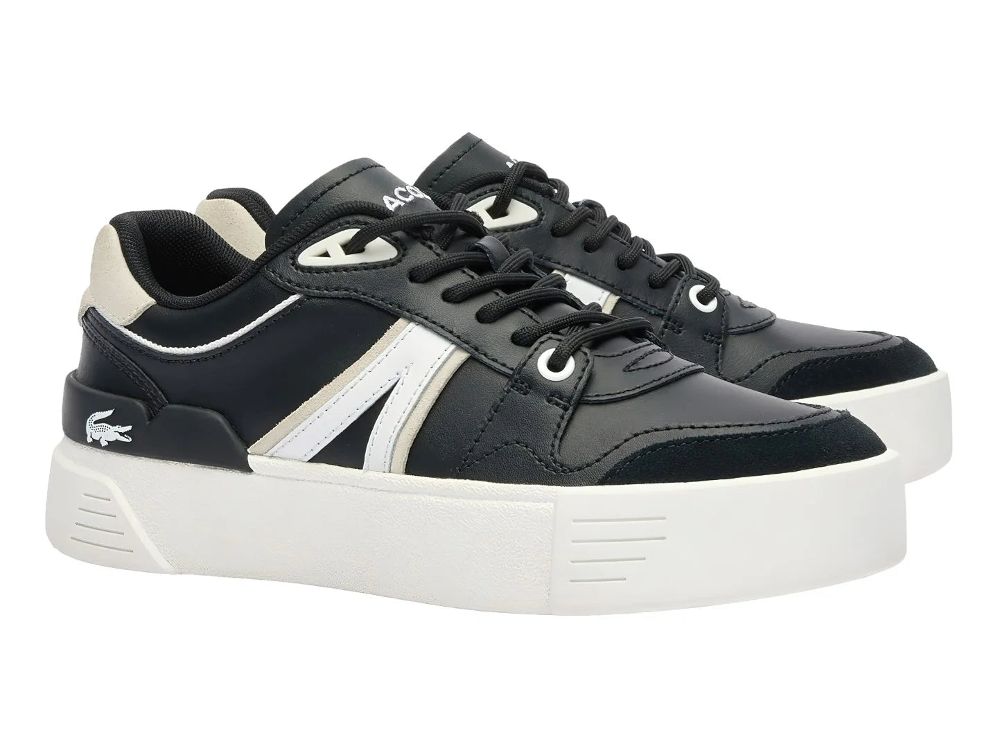 Tenis Lacoste L002 Evo Negro y Blanco para Mujer