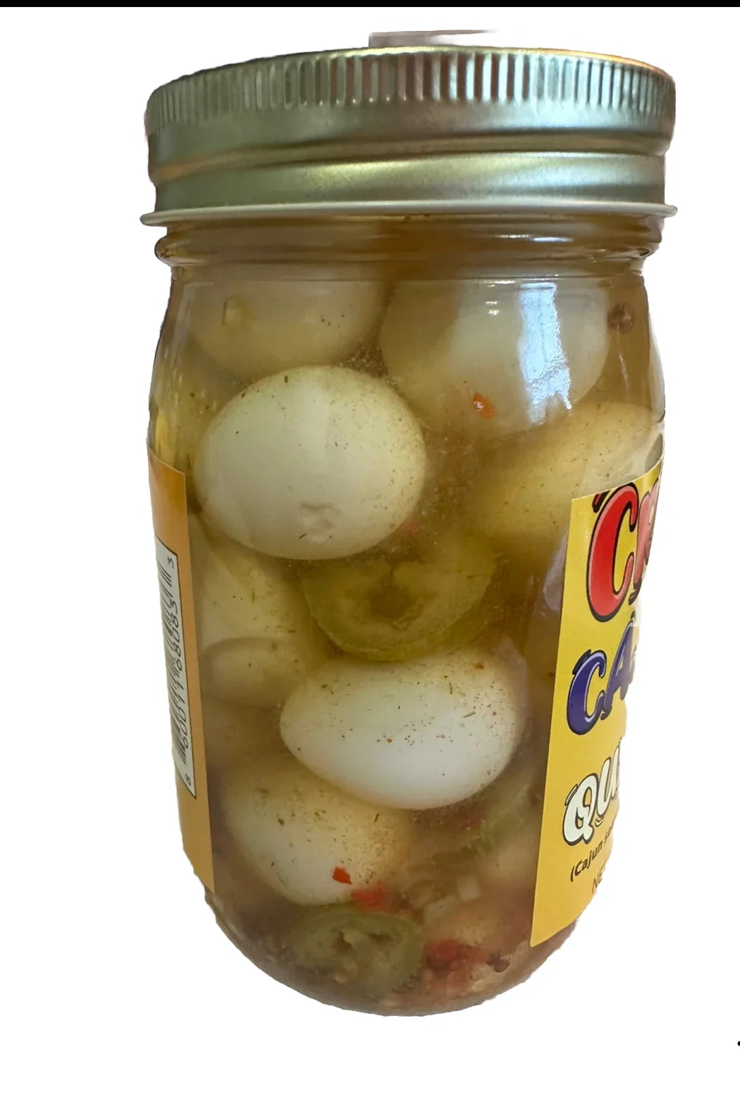 Spicy Cajun Pickled Quail Eggs in Jar, Jalapeño Infused Savory Snack