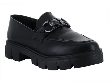 Zapatos Mocasines Luna Rosa Negros para Mujer